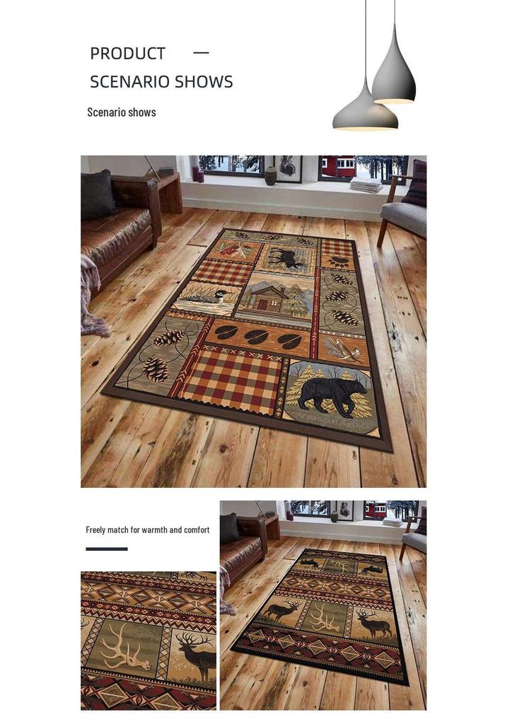 Retro Ethnic American Style Carpet for Living Room, Balcony & Bedroom
