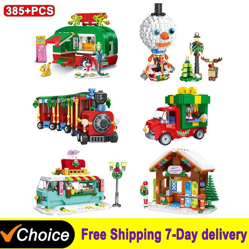 TOYLINX Model DIY Set Blocuri de Construcție de Crăciun Jucărie pentru Copii Blocuri de Construcție Ornament de Birou Decor pentru Camera Copiilor Cadouri