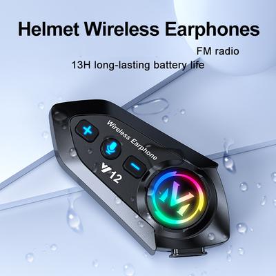System Interkomowy do Kasku Motocyklowego V12 ze Światłami RGB - Podwójne Połączenie Telefoniczne i 13H Żywotność Baterii