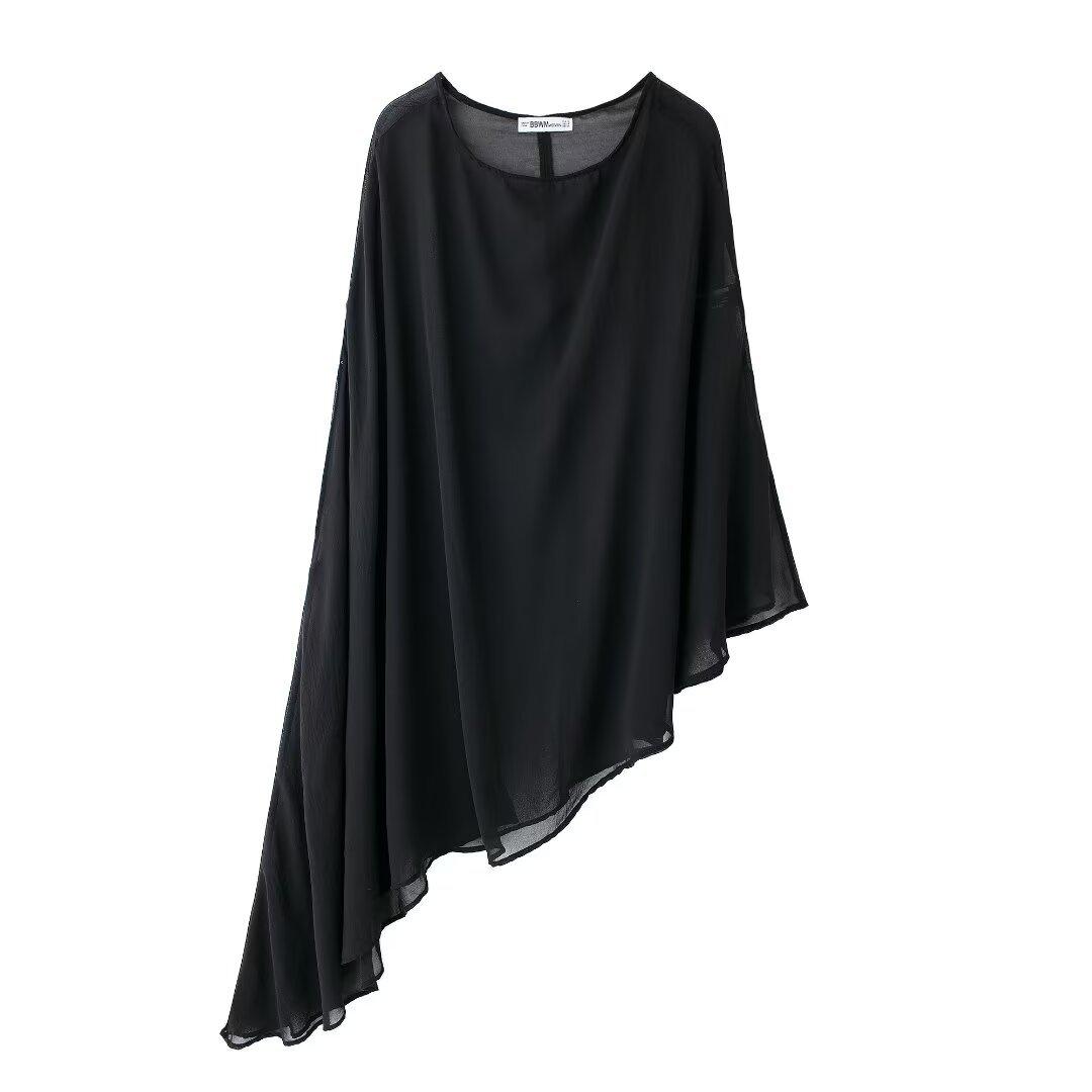 

Autumn New Women s Asymmetric Translucent Cloak Loose Sunscreen Cover Coat S