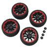 4Pcs RC Car Rubber Tires 10 Spoke Red Circle Wheel Rim Ear of Wheat Pattern for 1 10 Off Road Vehicle
