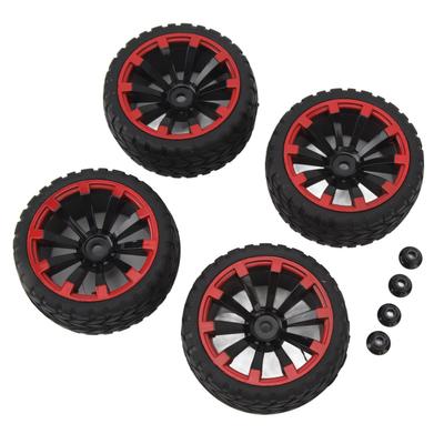 4Pcs RC Car Rubber Tires 10 Spoke Red Circle Wheel Rim Ear of Wheat Pattern for 1 10 Off Road Vehicle