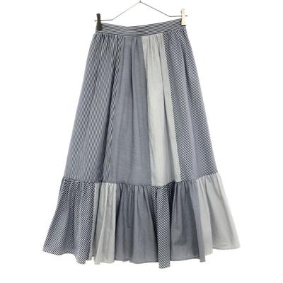 Unused Sanyo Shokai Stripe Long Length Tiered Skirt Women Used