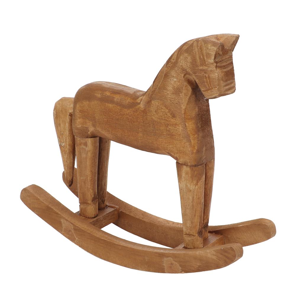 Rocking Horse Decor Handcrafted Pine Horse Ornaments Wooden Horse Toy for Bedside Table Bookrack