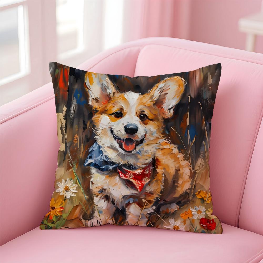 CUTE Golden Retriever Cushion Cover Pillow Case Soft Friendly Fabric Concealed Zipper