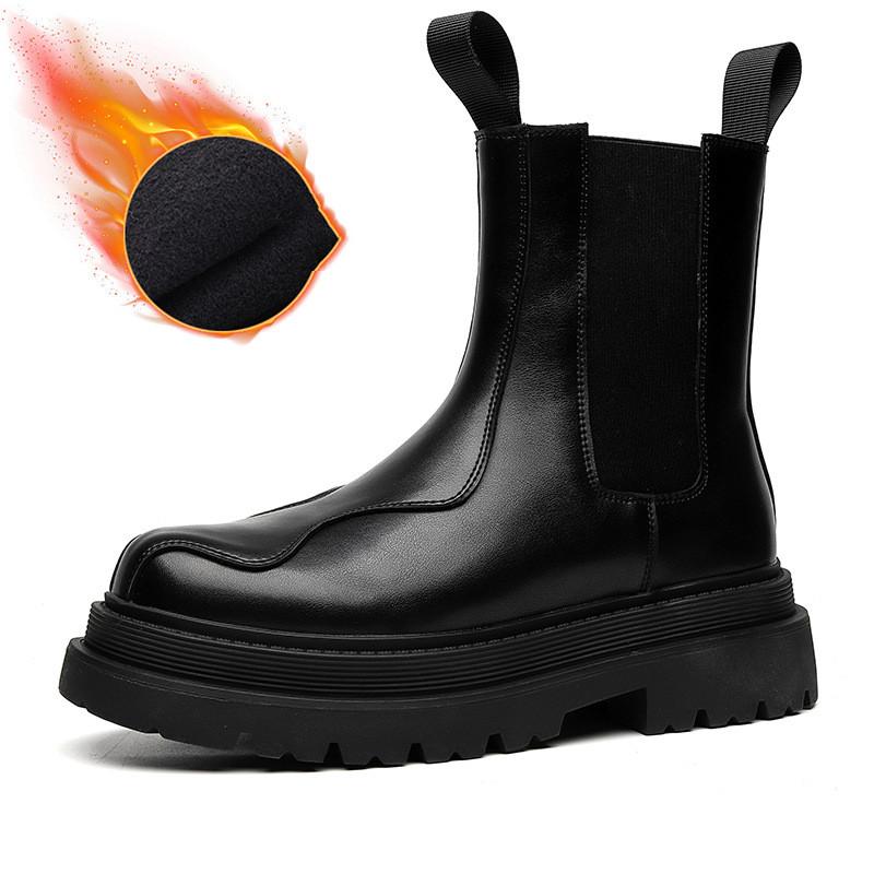 big size men fashion party nightclub high chelsea boots designer autumn winter shoes cowboy original leather boot platform botas