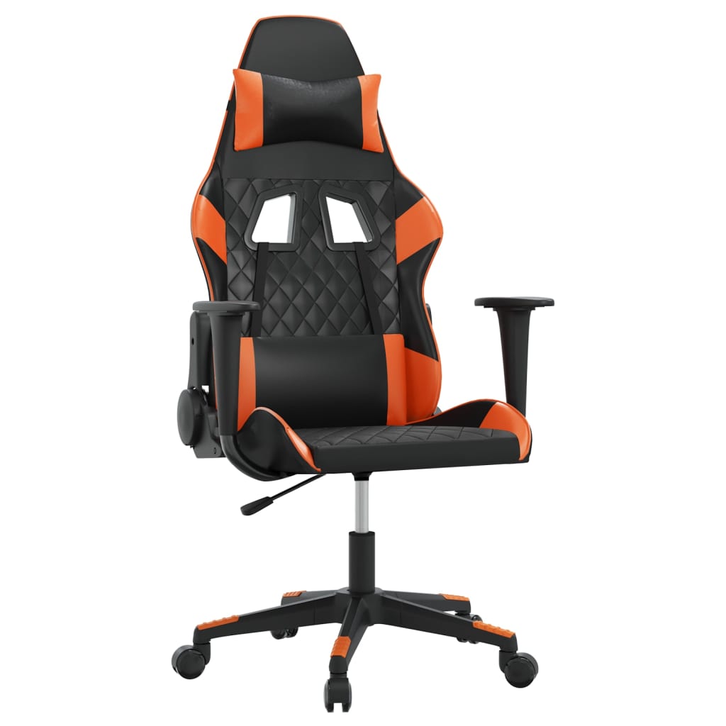 Gaming Chair In Black and Orange Synthetic Leather