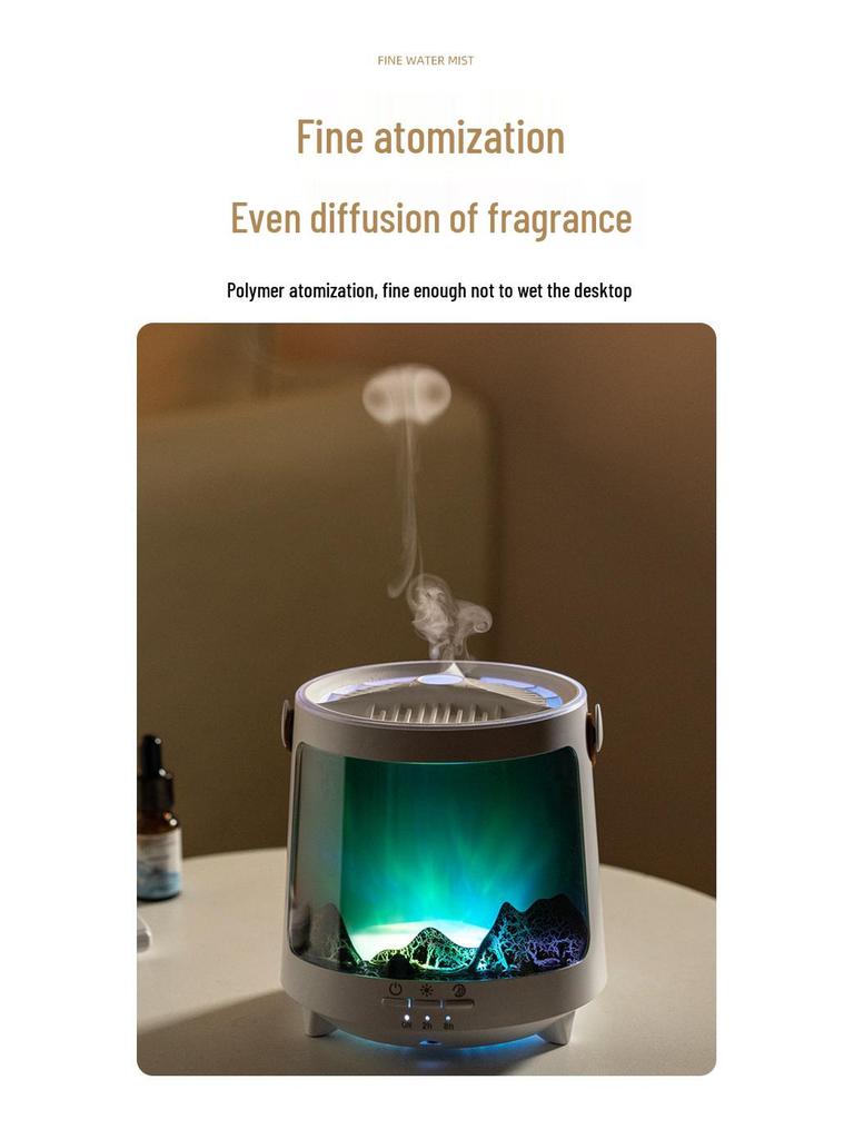 Aroma difuzér Aurora: Sedmibarevné světlo, Tichý zvlhčovač, Kroužkový ventilátor s medúzou, Difuzér vůně, Ideální dárek do ložnice