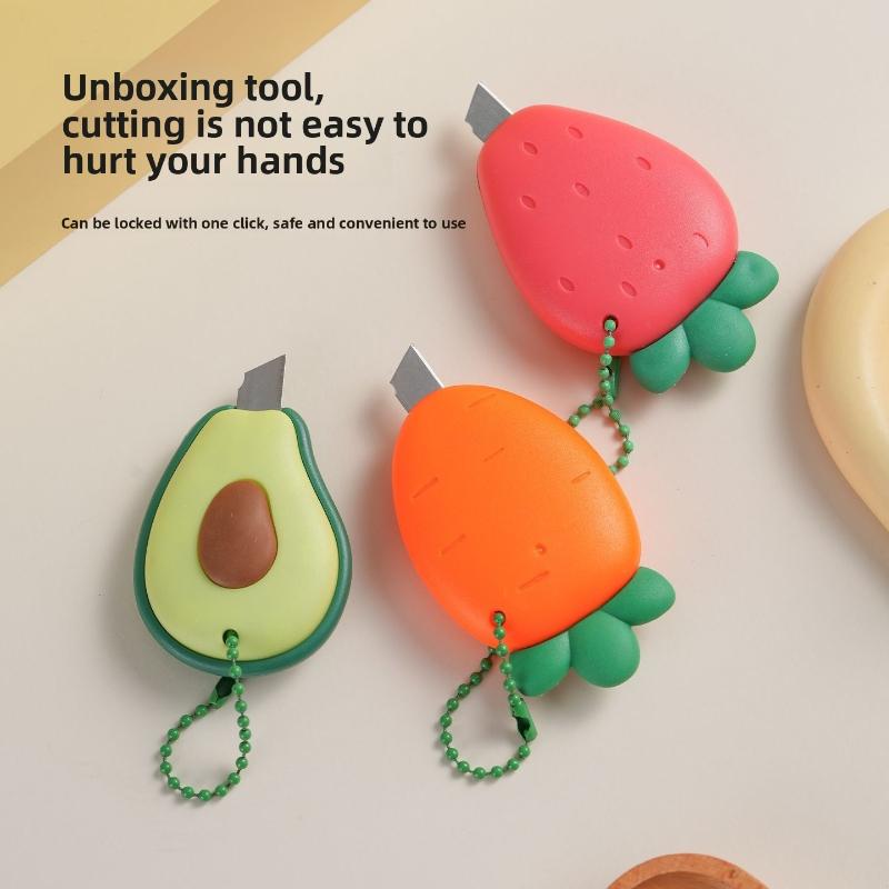Cute Mini Fruit Shape Utility Knife Hanging Paper Cuttings Tool Art Knife Student Supplies Portable Multi-function Hand Knife