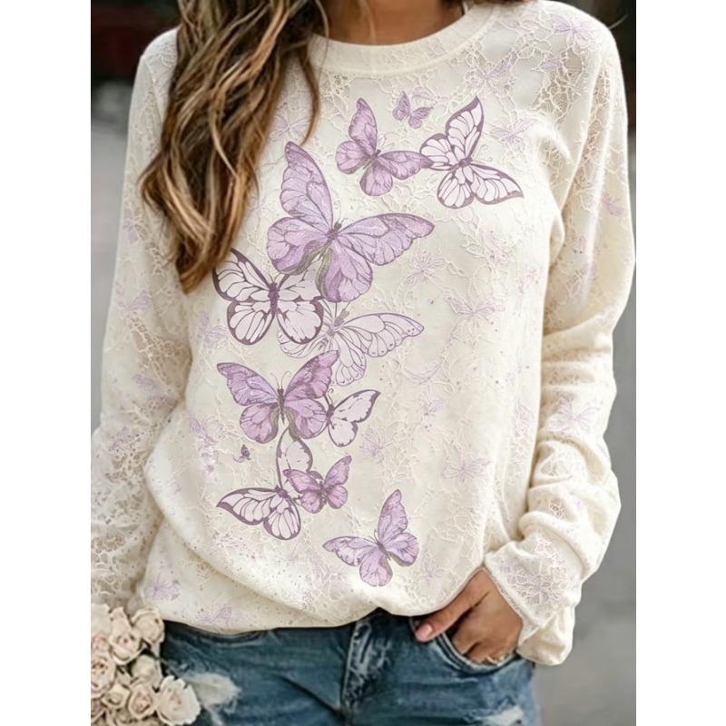 Women's Fashion Casual 3D Print Crew Neck Long Sleeve T-Shirt