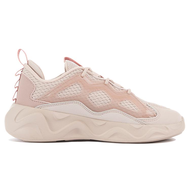 New Anta Chao Bai Collection Cushioning Anti Slip Wear Resistant Breathability Low Top Chunky Sneakers Women's Pink 122118840-3