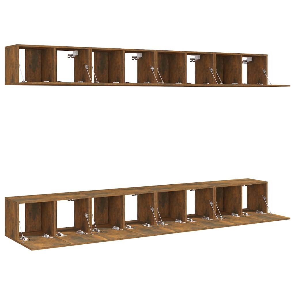 8 piece TV cabinet set smoked oak finish 60 x 30 x 30 cm engineered wood