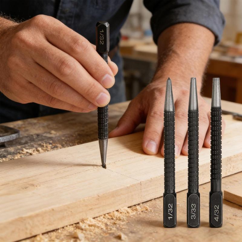 4Pcs Automatic Center Punch Spring Loaded Positioning Tools For Metal Wood Drilling Hole Marking High Hardness Steel Hand Tools