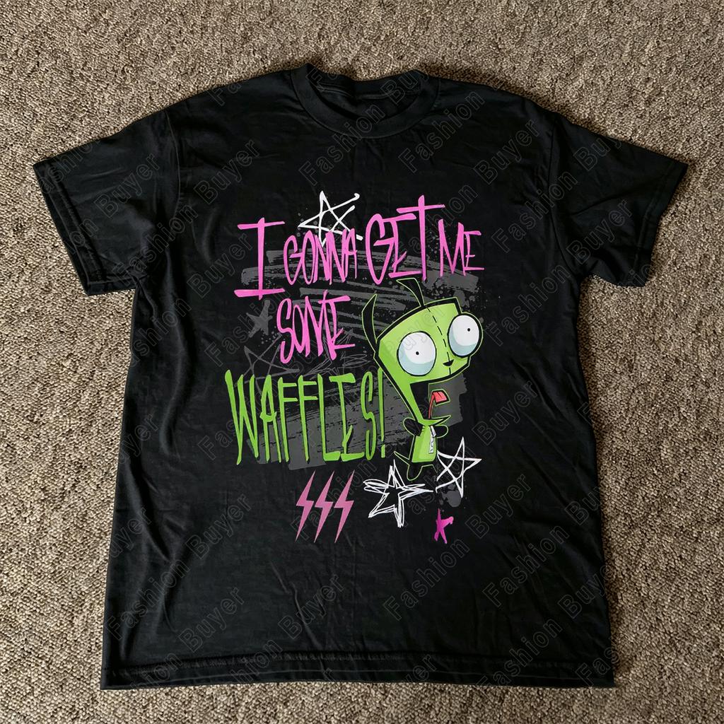 Vintažiniai Invader Zim Animacinio Filmo Spaudiniai Trumpomis Rankovėmis Marškinėliai Retro Unisex Grafiniai Marškinėliai 90-ųjų Nostalgija Vasaros Gatvės Apranga Y2K Marškinėliai Viršus