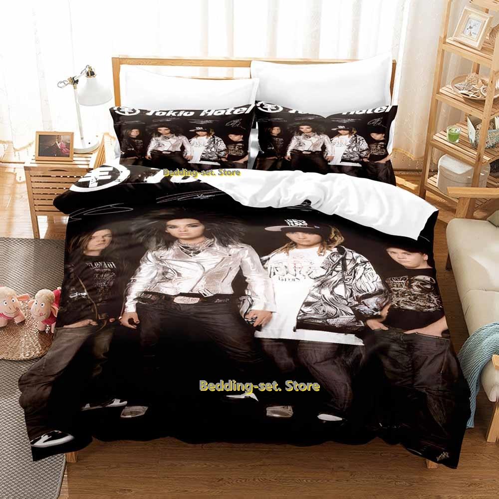 

Tokio Hotel Bedding Set Single Twin Full Queen King Size Bed Set Adult Kid Bedroom Duvetcover Sets 3D Print Anime Bed Sheet Set EU Single(135*200cm)3pcs
