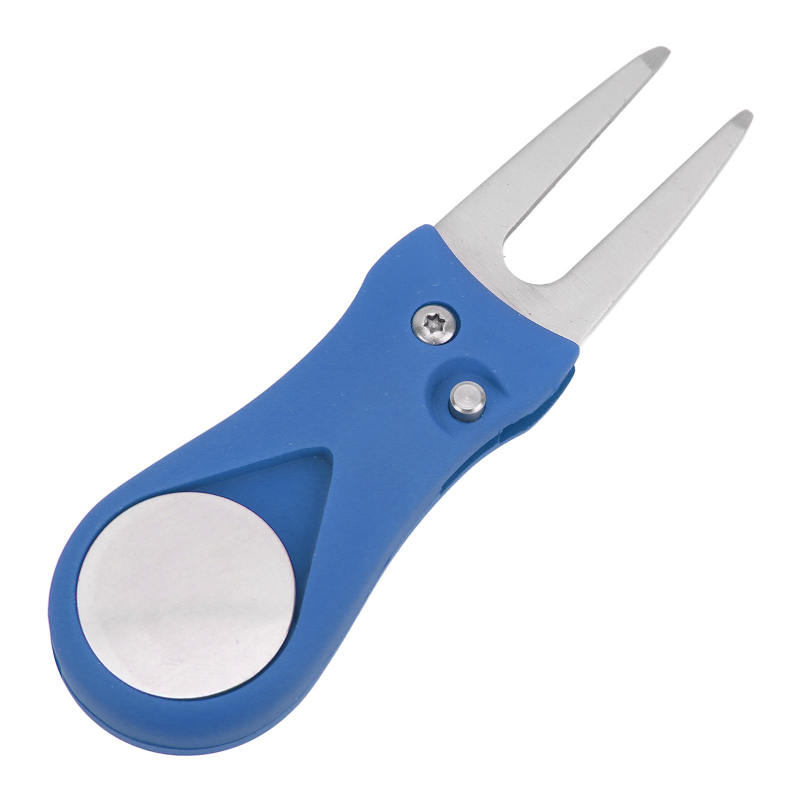 

Golf Divot Repair Tool Metal Golf Club Ball Putting Green Fork with Magnetic Ball Marker синій