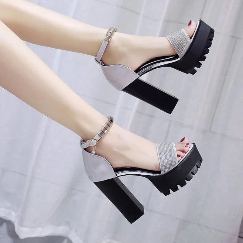 Fashion Thick Sole Versatile High Heels Shoes Women Korean Fish Mouth Shoes Sexy Nightclub Catwalk Shoes Platform Sandalias De Mujer