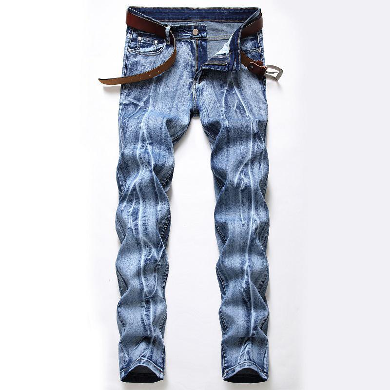 Herrenmode Plissee BIKER Jeans Hose Plus Größe Multi-Pocket Motorrad Gerade Männliche Patchwork Hose Lässige Männer Elastische Denim Hose
