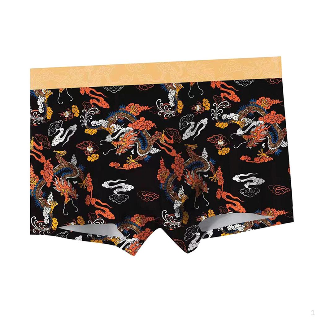 Dragon Printed Trunks Briefs Mens Underwear Beachwear Nightwear 2XL Shorts