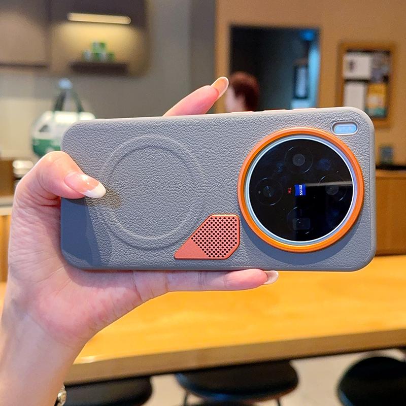 Magnetyczne Matowe Etui PU Skóra Metalowy Pierścień na Obiektyw Tylna Pokrywa dla vivo X300 X200 Ultra X300S X200S X200 Pro Mini Pokrowiec z Bezprzewodowym Ładowaniem