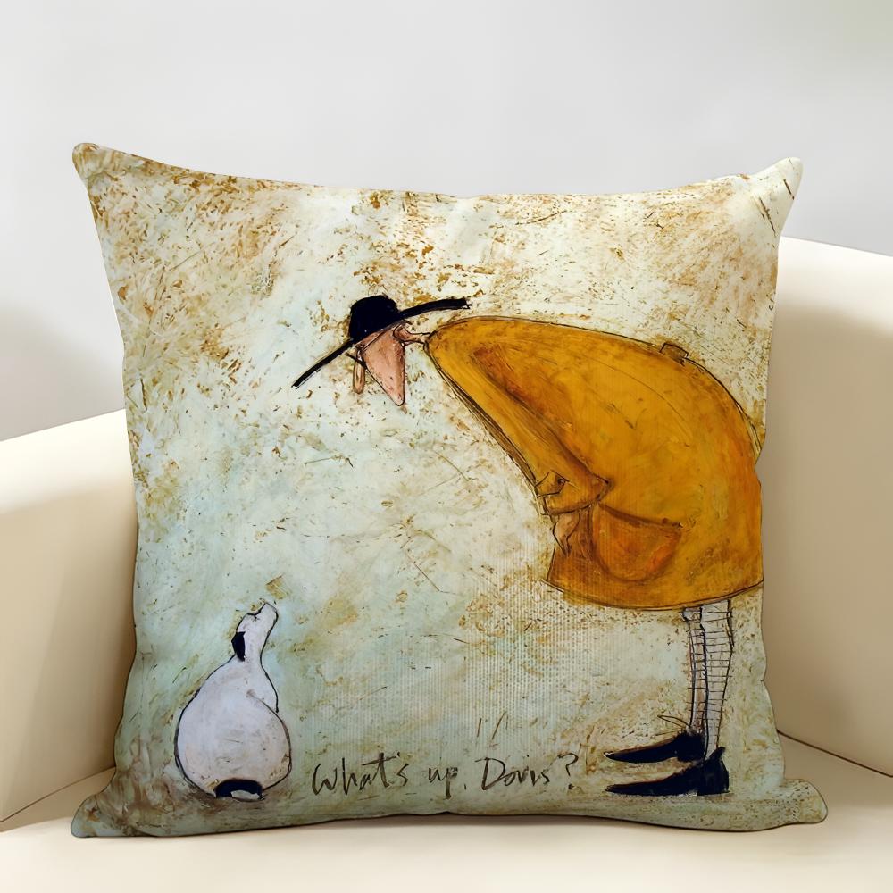 SSam Toft Art Retro Cushion Cover Natural Linen Organic Fabric DoubleSided Printing Room Sofa Decor Pillow Case