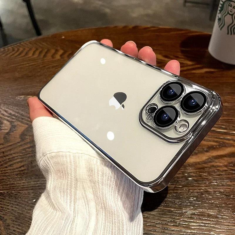 Plating Clear Phone Case For For Iphone 17 Air 16 1 14 13 11 12 Pro Max Plus 13 12 Mini Full Lens Protector Silicone Cover