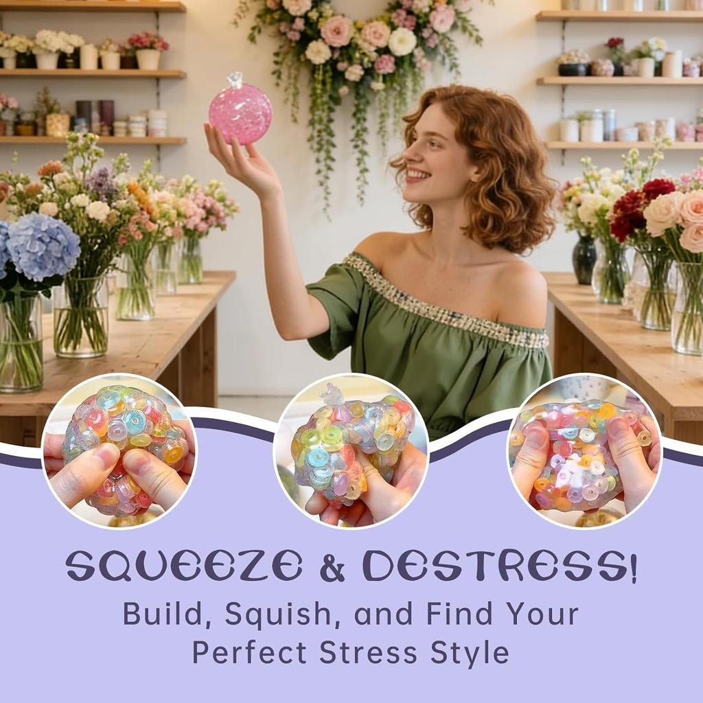 DIY Stress Ball Making Kit-Easy DIY- 15 TPR Skins, Total 14oz of Various fillers, Create ASMR Anxiety Relief Toys, Handmade Squishy Stress Balls
