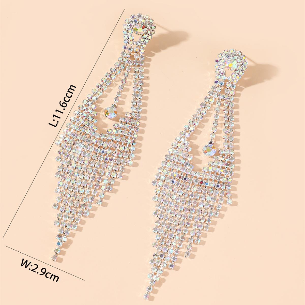 

European and American fashion super flash long line earrings women, temperament luxury stud earrings, factory direct sales