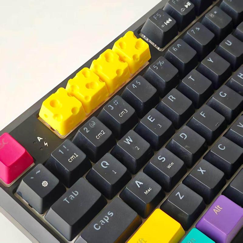 4Pcs Chesse Cake Cube Keycap For Mechanical Keyboard Keycaps Cartoon Cute Personality Keyboard Decorations