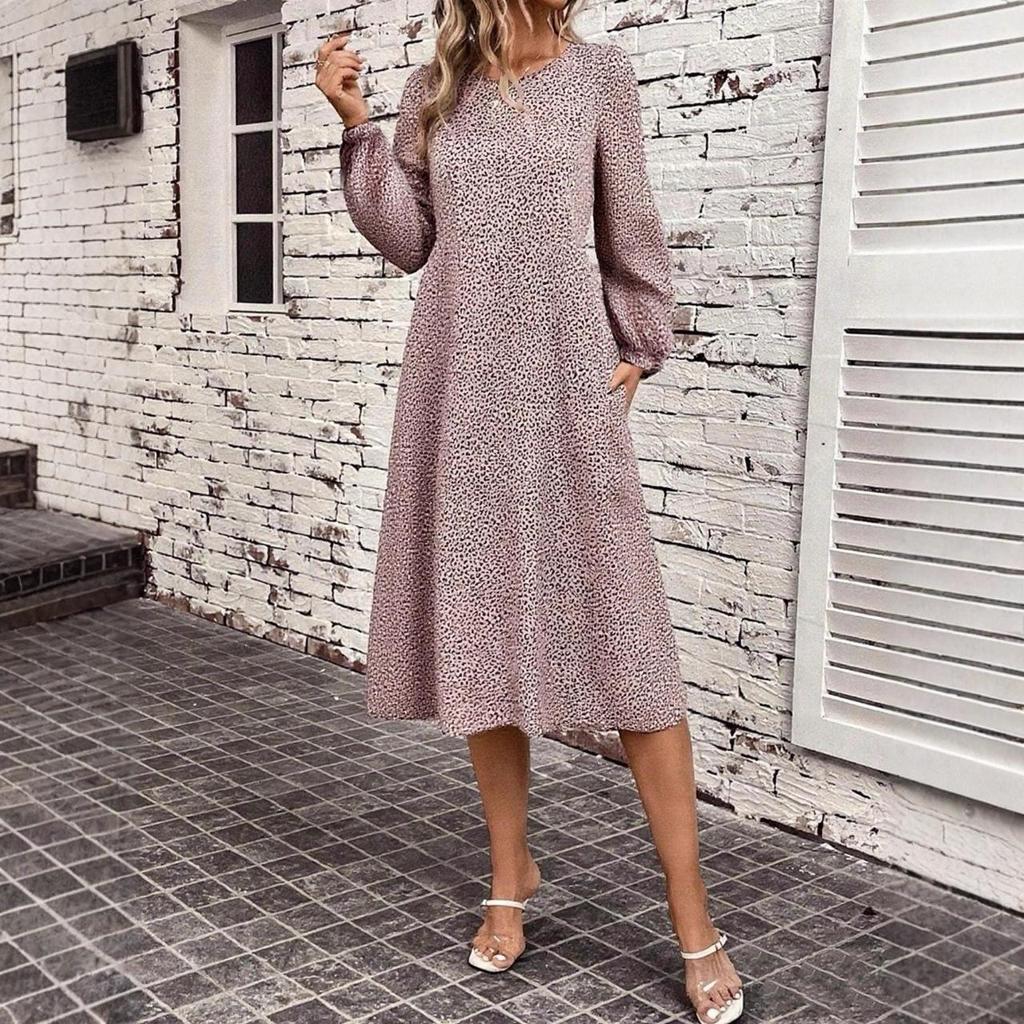 Spring Autumn Women's Party Dress Fashion A-Line Casual Loose Leopard Print Elegant Dresses Long Sleeve Maxi Bodycon Dress Women