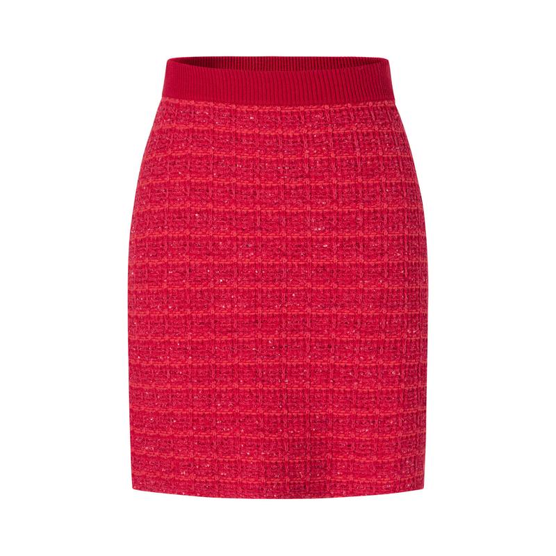 Red Luck and Charm Xiaoxiangfeng A-line Skirt Sweater Waist Skirt