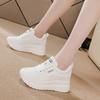 Chaussures Plateformes Printemps Été Femmes Cuir Véritable Chaussures Blanches Pour Dames Augmentant la Hauteur 8cm Baskets Décontractées
