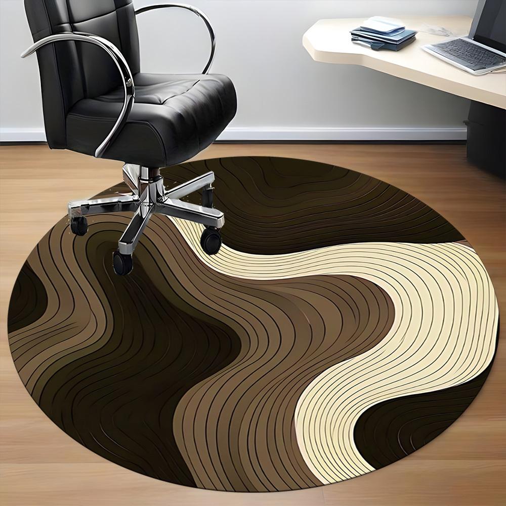 1pc Wave Form Office Round Area Rug, Indoor Mat Suitable For Office, Under Office Chairs Bedroom Living Room Home Decor, Room Deco