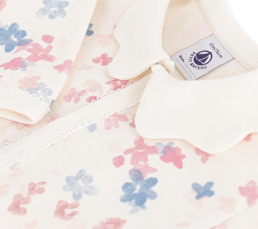 Petit Bateau Footless Romper 12 74cm A0E81, Off-White/Multicolor, Months,