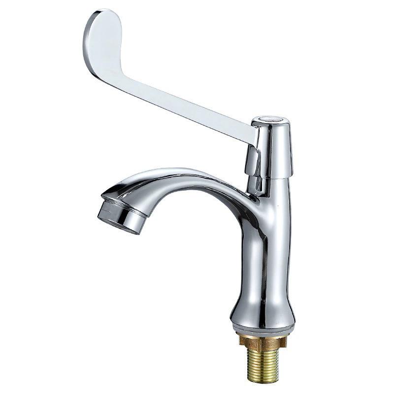 Hospital Basin Faucet Single Cold Long Handle Brass Chrome Basin Tap Hospital Tap Faucet Public faucet