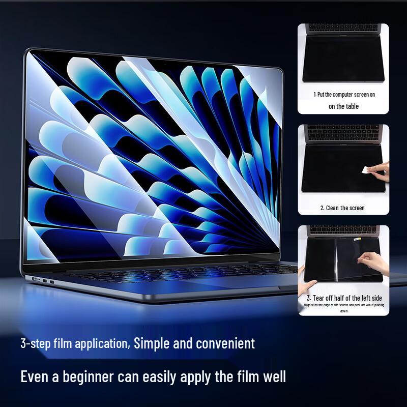 Smare Blasenfreier Displayschutz aus gehärtetem Glas für MacBook Air 13,6 Zoll