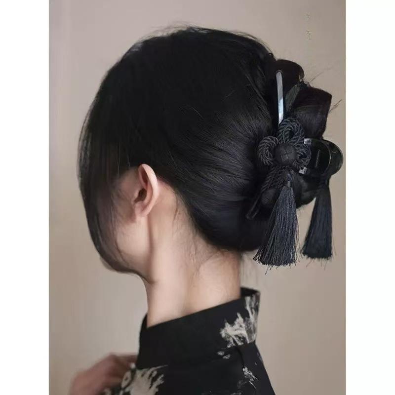 New Chinese Style Fringe Hair Clipper for Women National Wind Retro Shark Clip Hanfu Ancient Style Hair Accessories чёрный