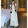 French niche Feifei sleeve polka dot dress women's design sense age-reducing A-shaped skirt slim temperament gentle wind long dress