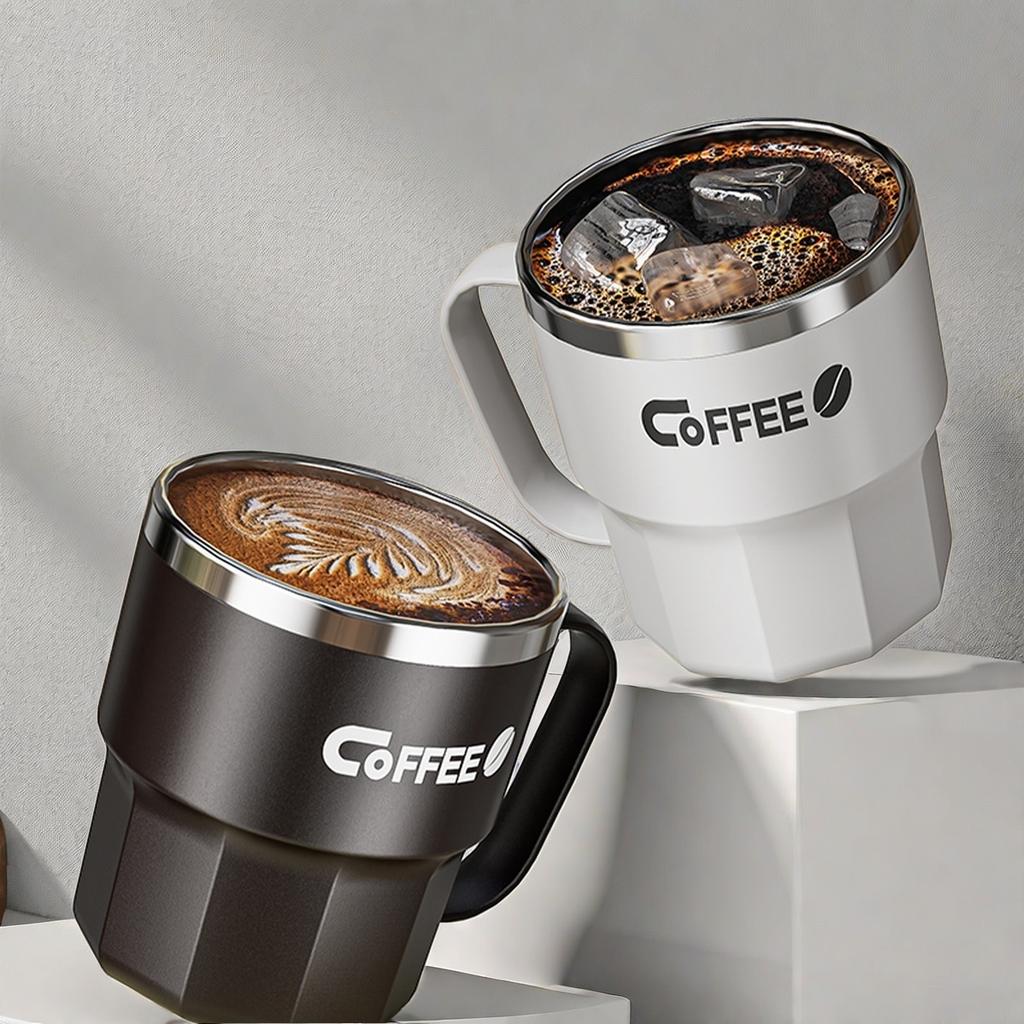304 Stainless Steel Insulated Coffee Mug Tumbler With Lid&Handle Double-Layer Water Cup 400/480ml Portable Sealed Mug Drinkware