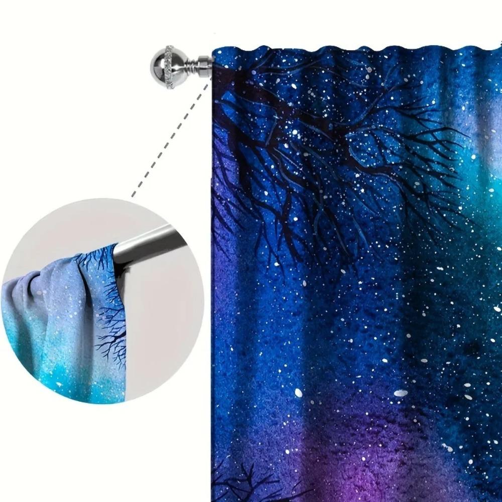 2-Piece Galaxy Tree Shadow Print Curtains Privacy Semi-Blackout Rod Pocket Drapes For Bedroom Living Room Study Kitchen - Modern