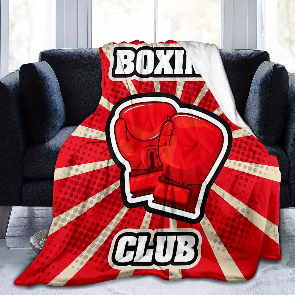 Design pattern of boxing gloves Flannel printed blanket suitable for all seasons suitable for living room office sofa and travel