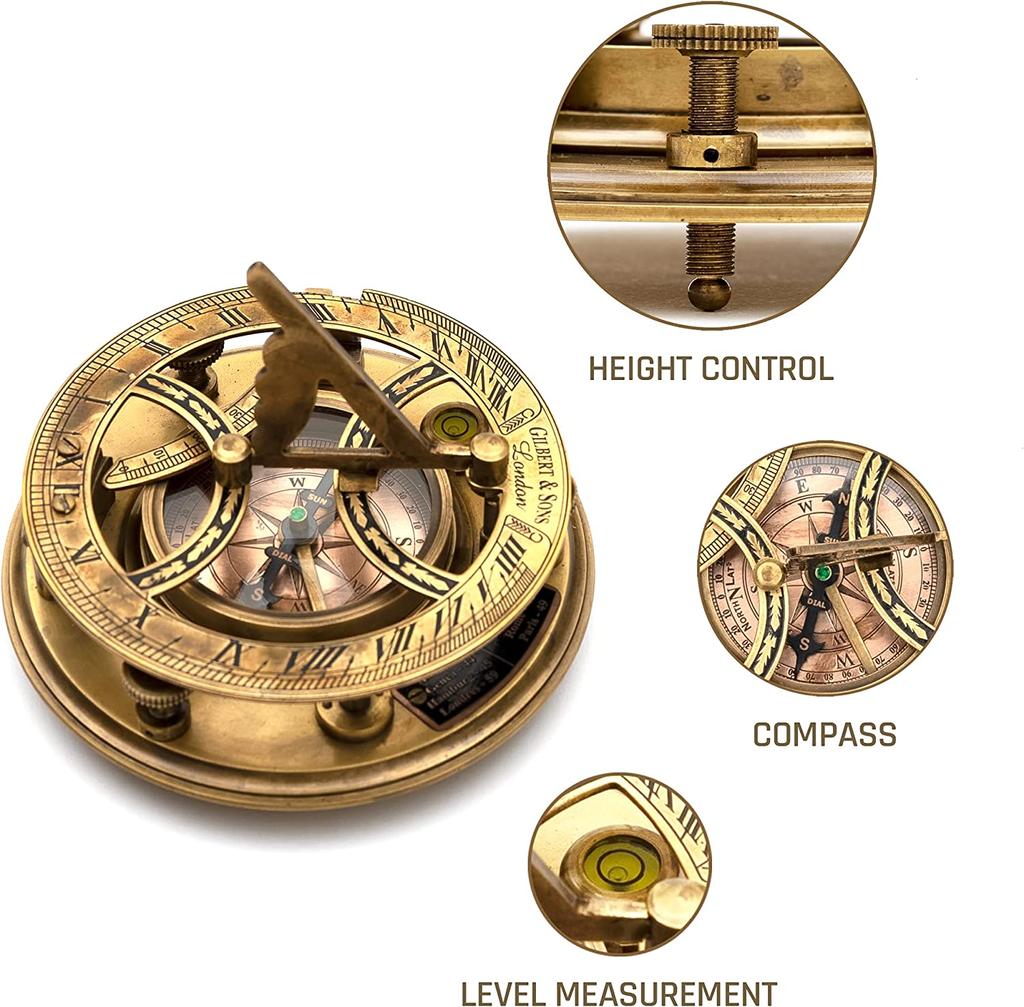 

Compass In Rosewood Box with Chart for Hikers To Dial The Correct Solar Time, Perfect Vintage Gifts for Him