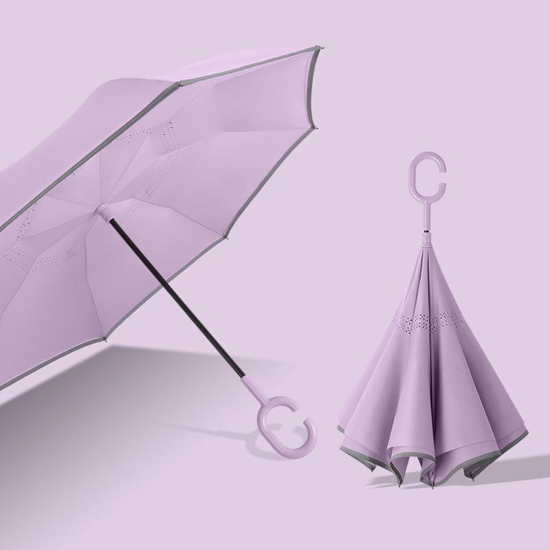 New 8-bone creative hands-free double-layer straight rod reverse umbrella car long handle reverse umbrella umbrella