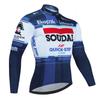 Soudal Quick Step France Jesienny Zestaw Koszulek Rowerowych Ubrania na Rower Szosowy Długi Rękaw Jednolity Strój MTB Spodenki na Szelkach Rowerowe Koszulka Sportowa do Jazdy