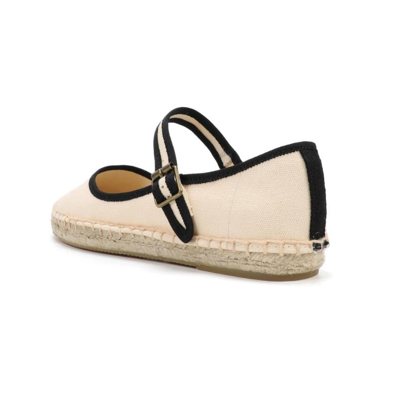 Eleganti Espadrillas Mary Jane Scarpe Piatte da Donna con Tomaia in Tela Traspirante Mocassini da Donna
