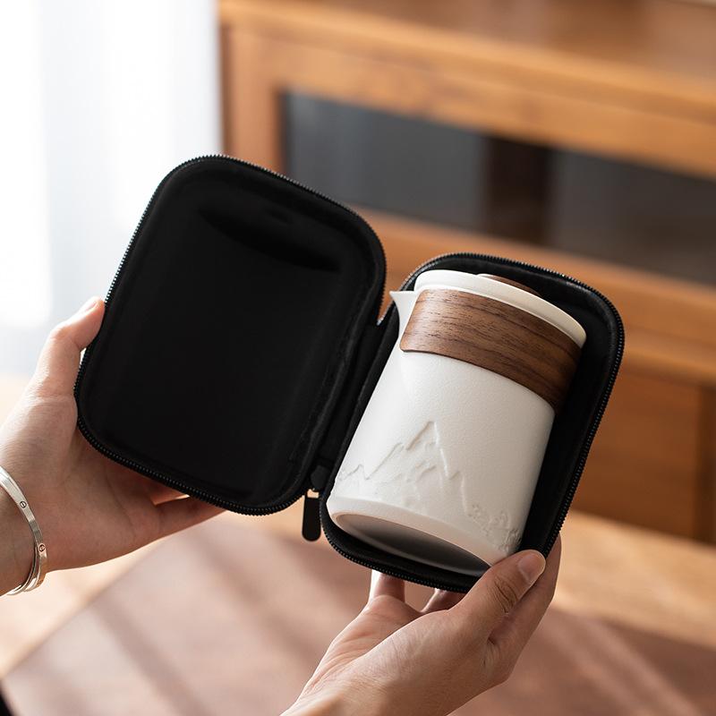 Ceramic travel tea set Kuaike cup portable tea set outdoor tea cup one pot three cups teapot set