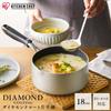 Iris Ohyama 18cm Saucepan with Diamond Easy to Metallic Greige Lid, Gas/IH Compatible, Coating, Non-stick, Clean, DCS-P18,