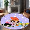 1pc Powerpuff6 Carpet, Round Rug, Comfortable, Suitable for Entryways, Living Rooms, Office, And Bedrooms, Christmas Decoration