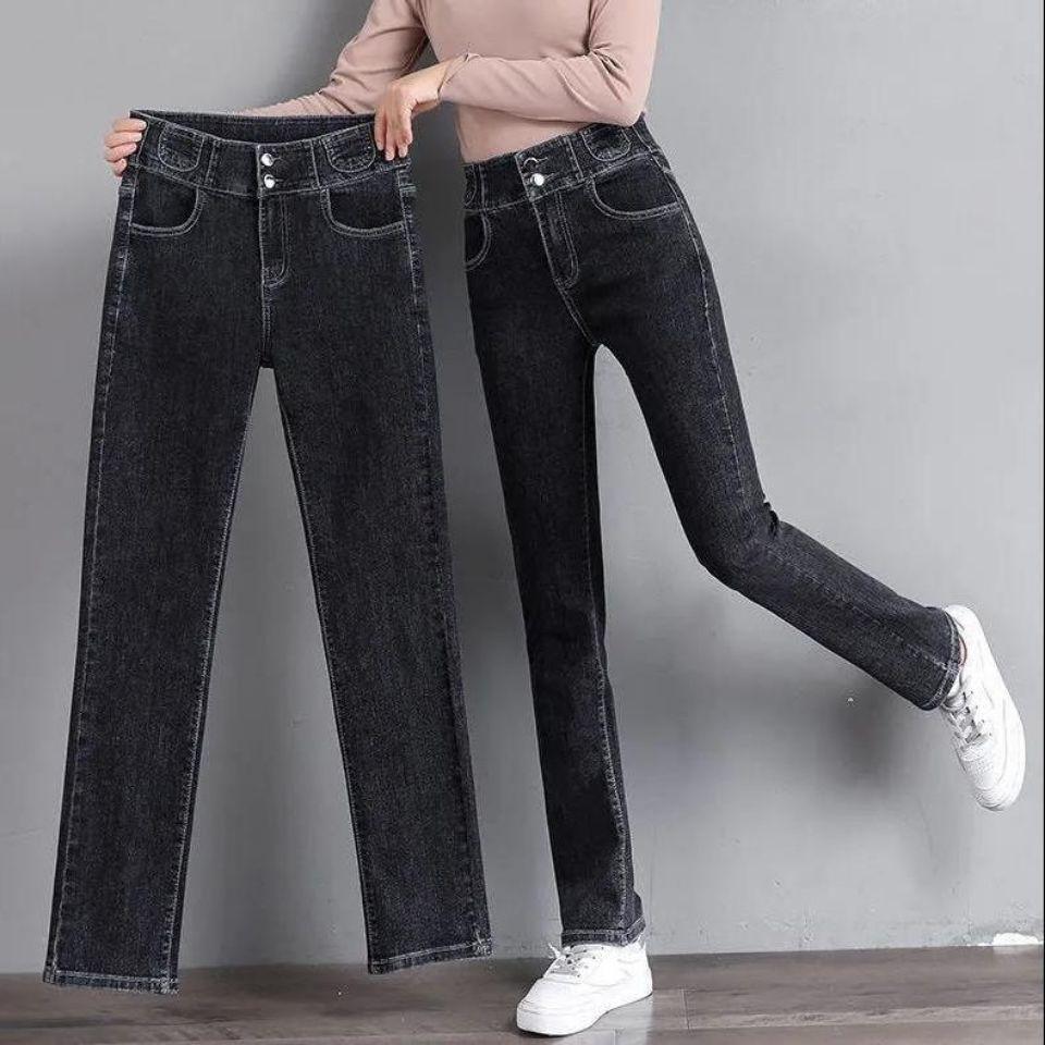 Schicke hochtaillierte, schlankmachende Hosen mit geradem Bein für Damen - Kleiner Duftstil, vielseitig für Frühling und Herbst