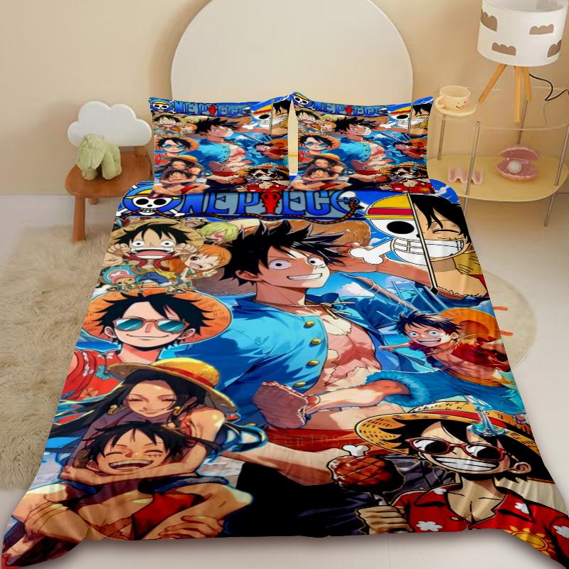 Luffy Kids Duvet Cover One Piece Anime Cartoon Bedding Set Quilt Cover Full King Size for Bedroom Decor Best Gifts